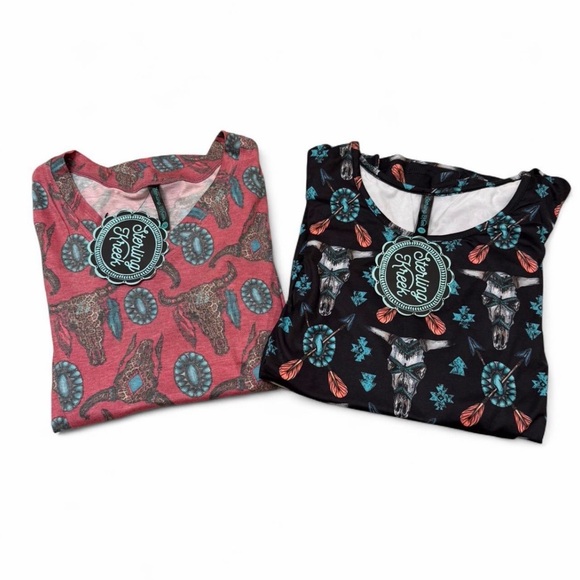 Sterling Kreek Tops - Sterling Kreek Western T-Shirt Bundle Women’s X-Small Aztec Rodeo Cowgirl Tops